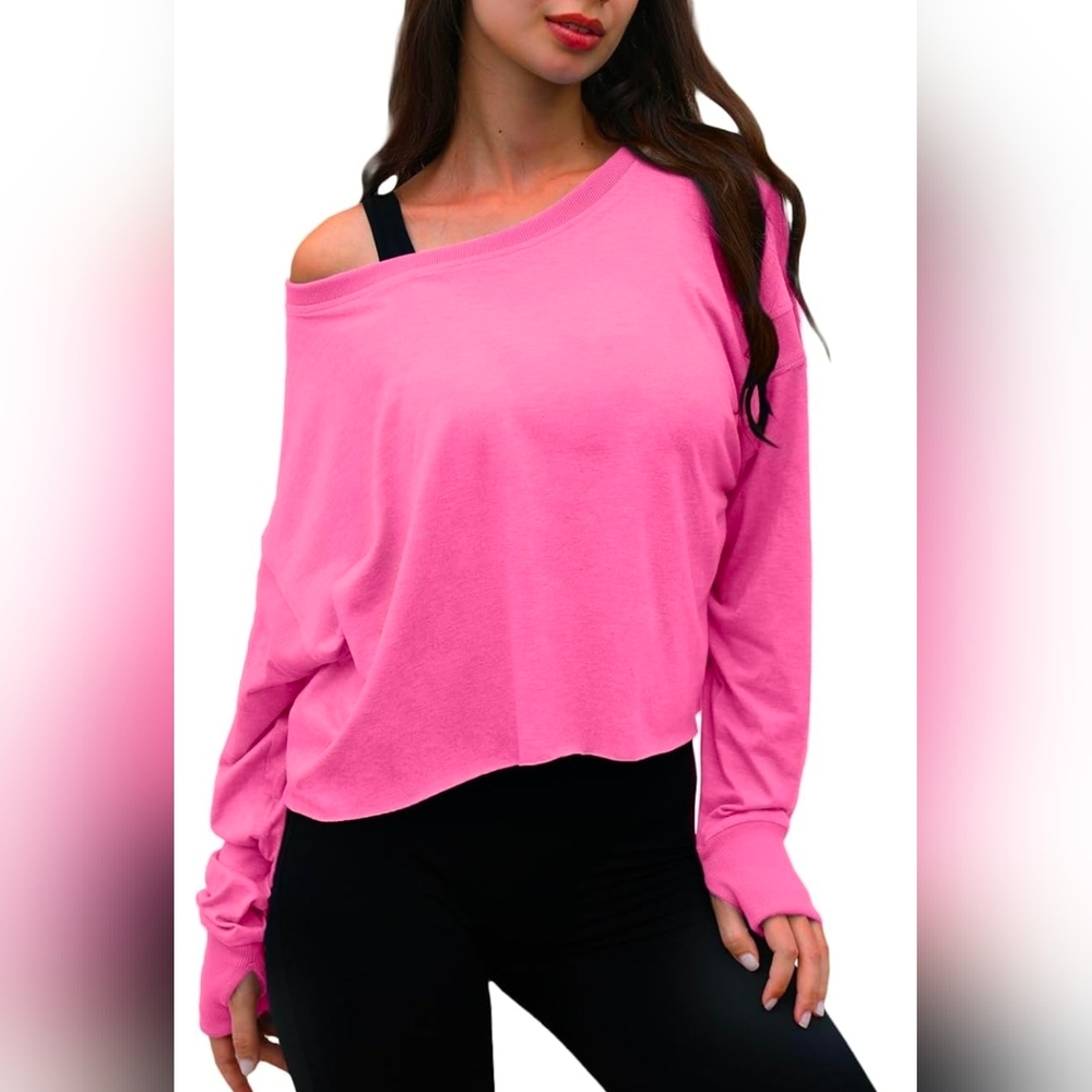 Chic Pink Off-Shoulder Sweatshirt